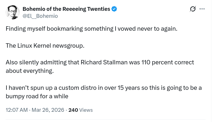 Also silently admitting that Richard Stallman was 110 percent correct about everything.