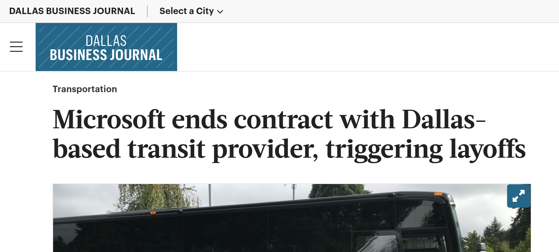 Microsoft ends contract with Dallas-based transit provider, triggering layoffs