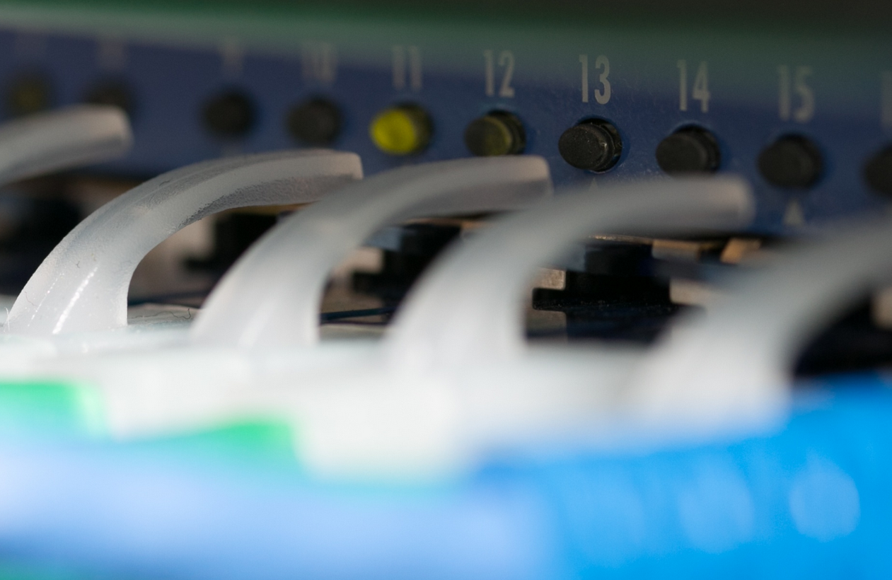 Cords plugged into router