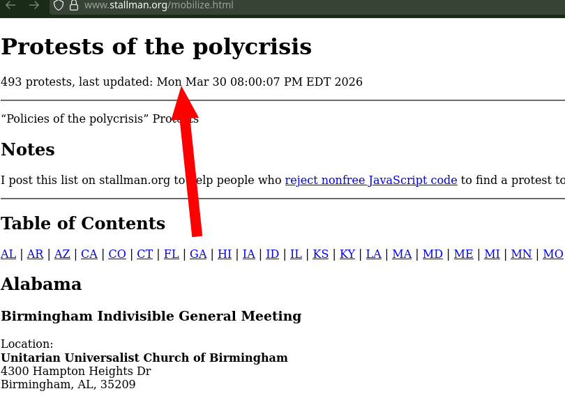 493 protests, last updated: Mon Mar 30 08:00:07 PM EDT 2026