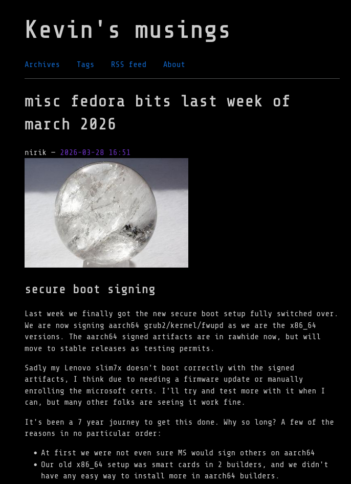 misc fedora bits last week of march 2026
