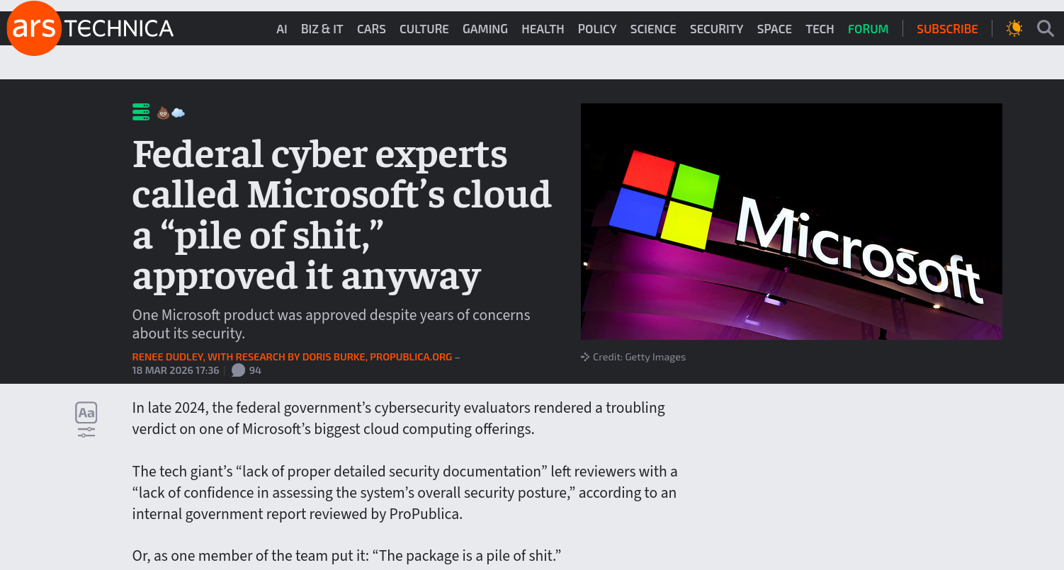 Federal cyber experts called Microsoft’s cloud a “pile of shit,” approved it anyway