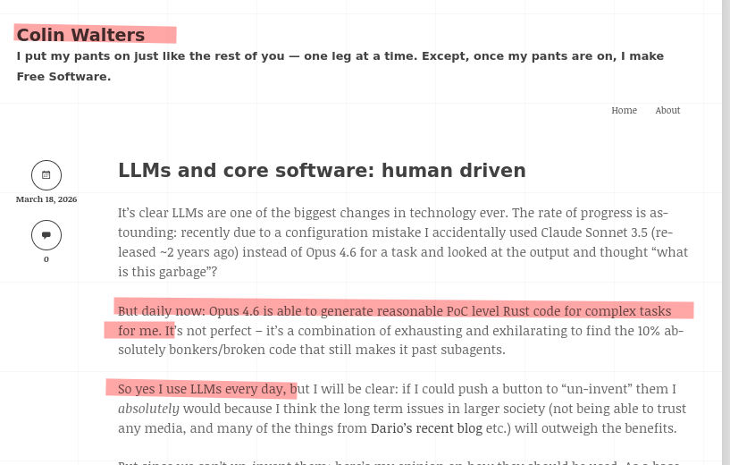 LLMs and core software: human driven