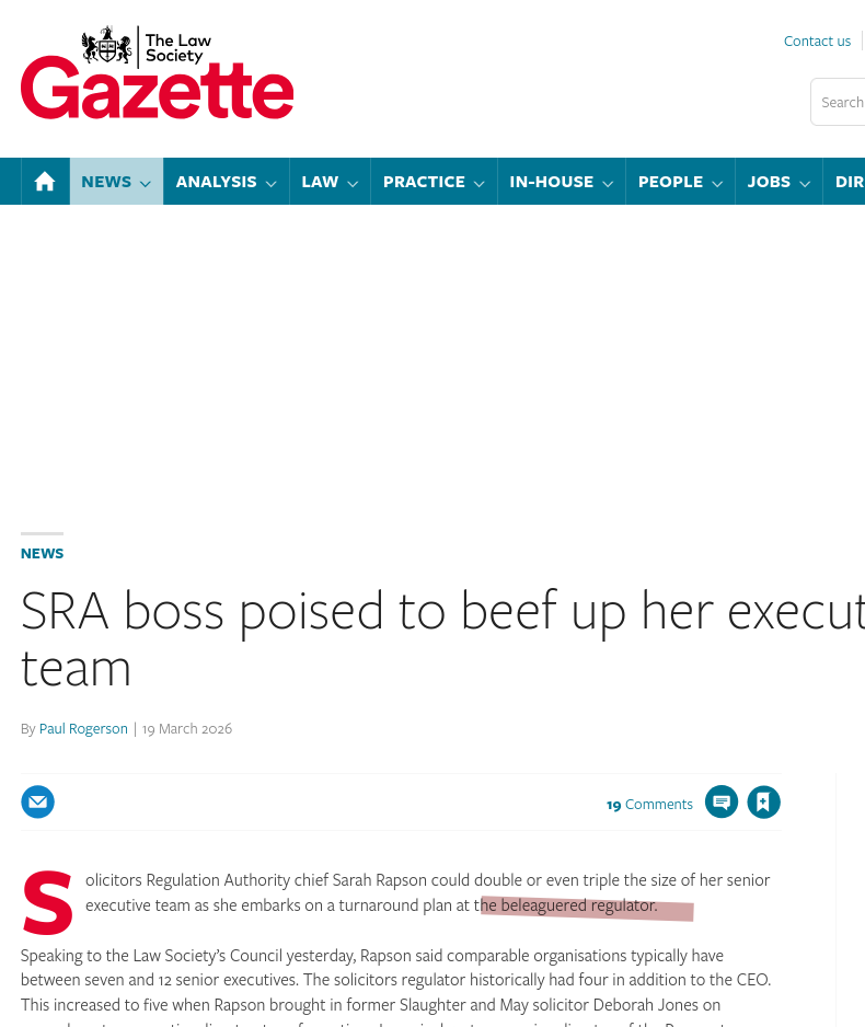 SRA boss poised to beef up her executive team