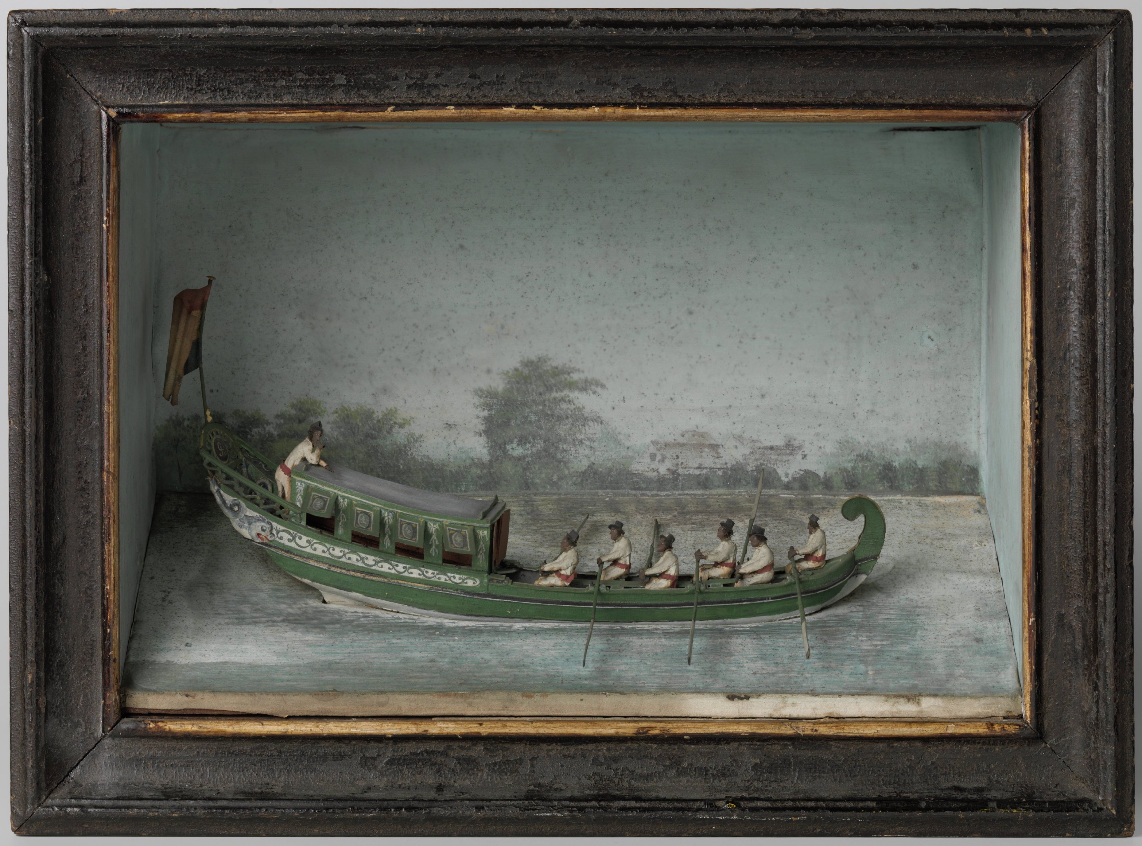 Diorama of a tent boat