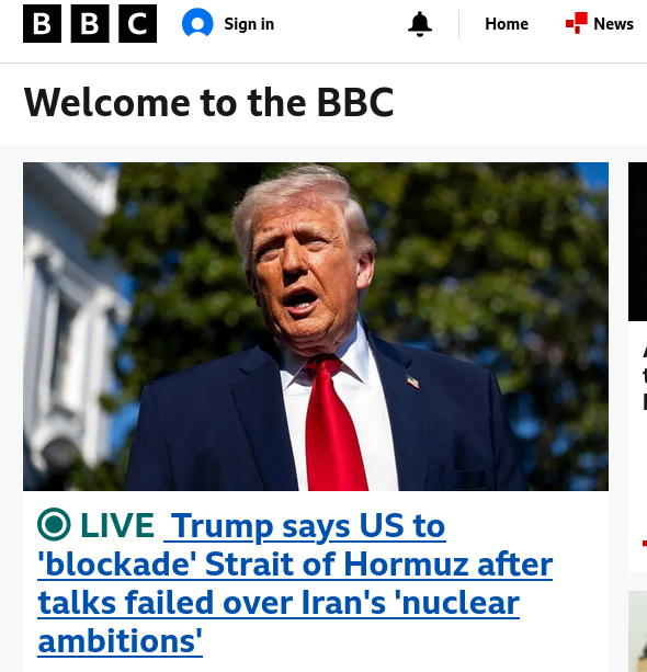 Trump says US to 'blockade' Strait of Hormuz after talks failed over Iran's 'nuclear ambitions'