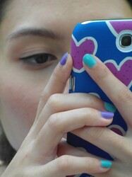 Girl Using Touch Screen Mobile Phone