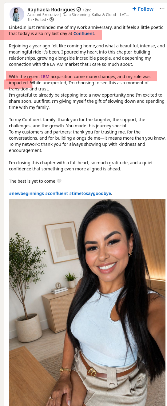 LinkedIn just reminded me of my work anniversary, and it feels a little poetic that today is also my last day at Confluent