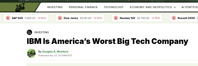 IBM Is America’s Worst Big Tech Company