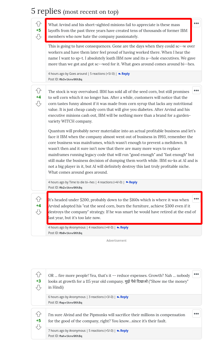 It's headed under $200, probably down to the $160s which is where it was when Arvind adopted his 'eat the seed corn, burn the furniture, achieve $300 even if it destroys the company' strategy. If he was smart he would have retired at the end of last year, but it's too late now.