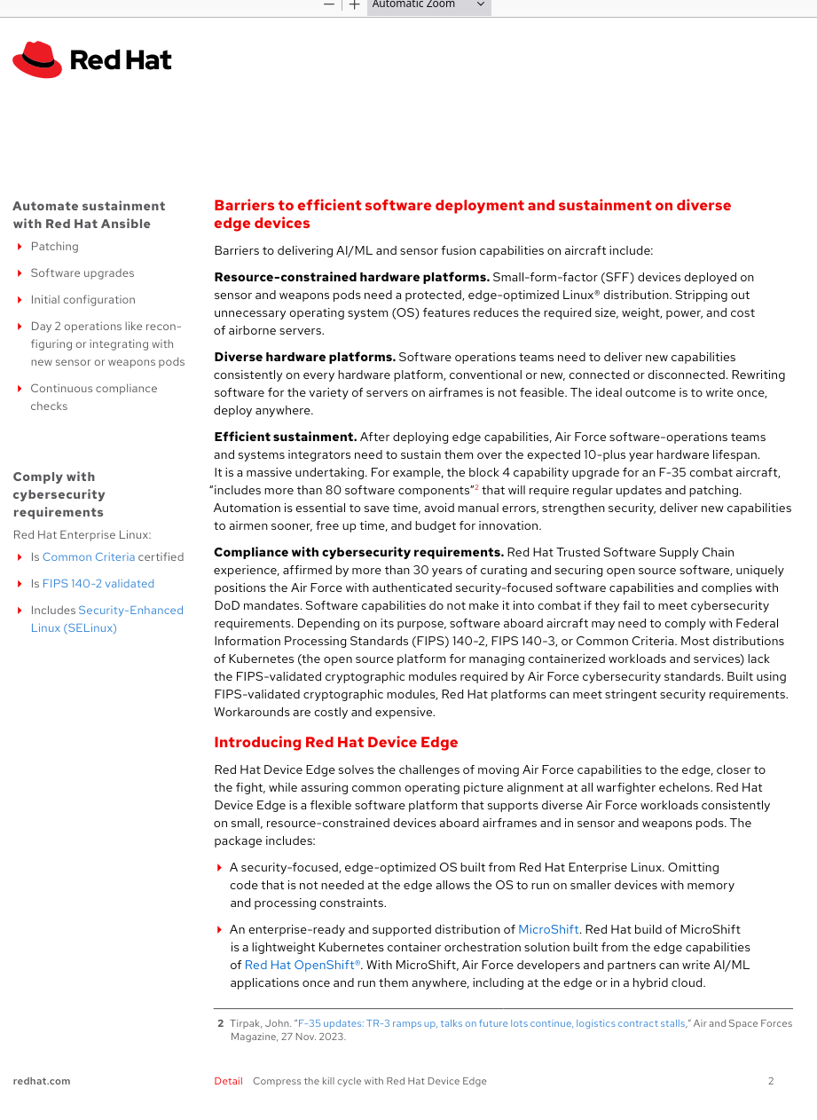Red Hat Device Edge solves the challenges of moving Air Force capabilities to the edge