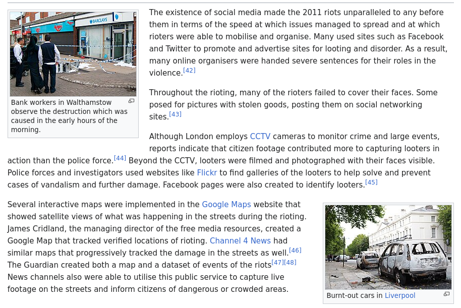 The existence of social media made the 2011 riots unparalleled to any before them in terms of the speed at which issues managed to spread and at which rioters were able to mobilise and organise.