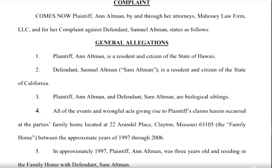 Sam Altman sexual abuse suit