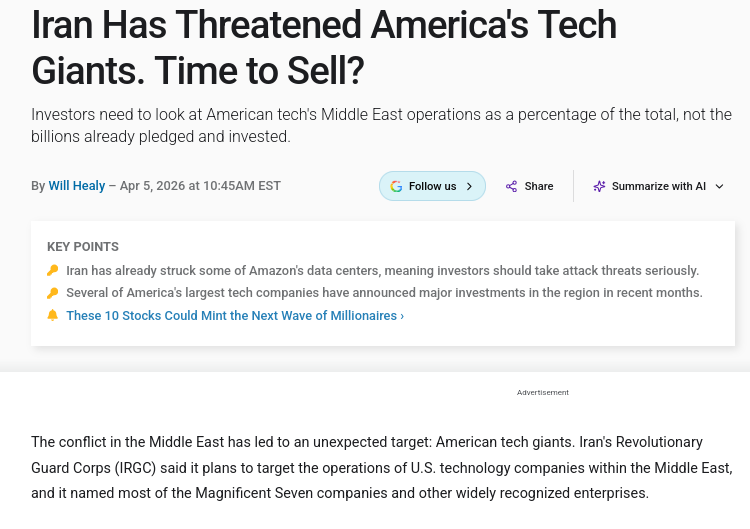 Iran Has Threatened America's Tech Giants. Time to Sell?