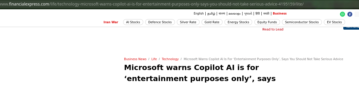 Microsoft warns Copilot AI is for ‘entertainment purposes only’, says you should not take serious advice