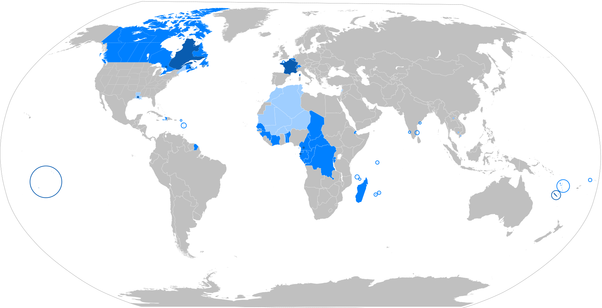 Geographic distribution of the French language
