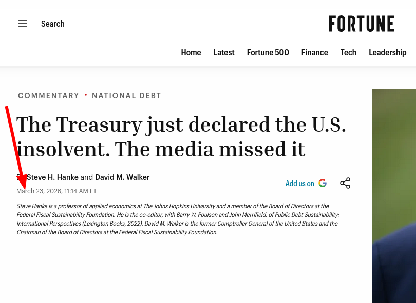 The Treasury just declared the U.S. insolvent. The media missed it