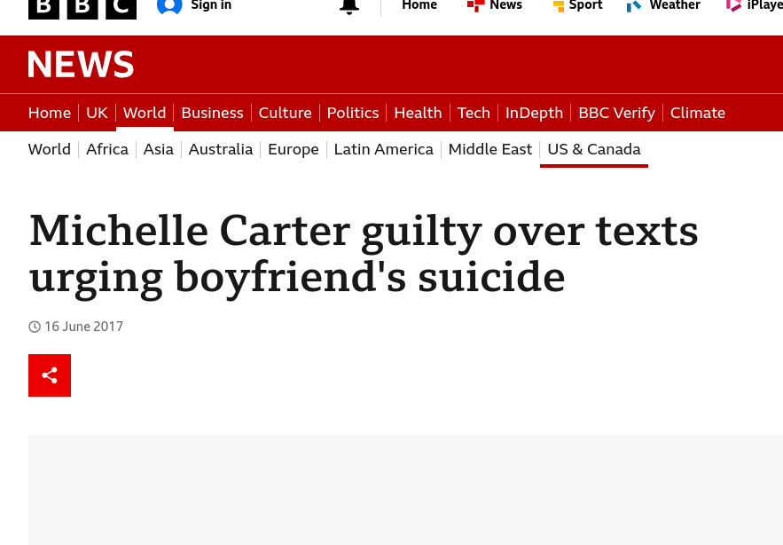 Michelle Carter guilty over texts urging boyfriend's suicide