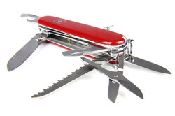 Opened red swiss army knife