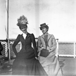 Theresa Babb (left) and Alice Merriam on the Bangor boat, June 1899.