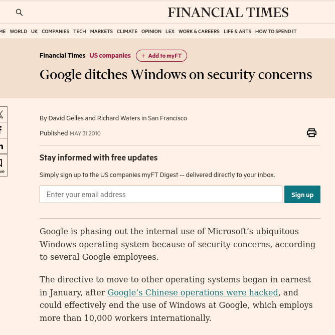 Google ditches Windows on security concerns