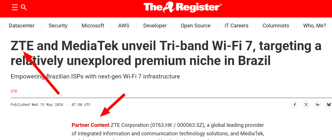 ZTE and MediaTek unveil Tri-band Wi-Fi 7, targeting a relatively unexplored premium niche in Brazil
