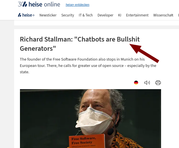Richard Stallman: 'Chatbots are Bullshit Generators'