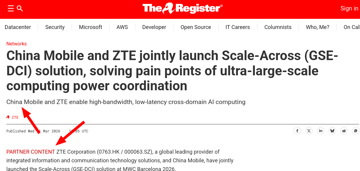 China Mobile and ZTE jointly launch Scale-Across (GSE-DCI) solution, solving pain points of ultra-large-scale computing power coordination