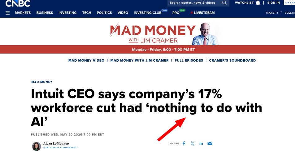 Intuit CEO says company’s 17% workforce cut had ‘nothing to do with AI’