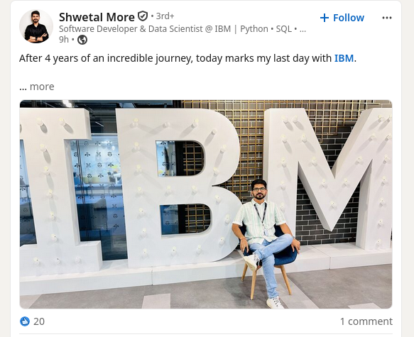 After 4 years of an incredible journey, today marks my last day with IBM.