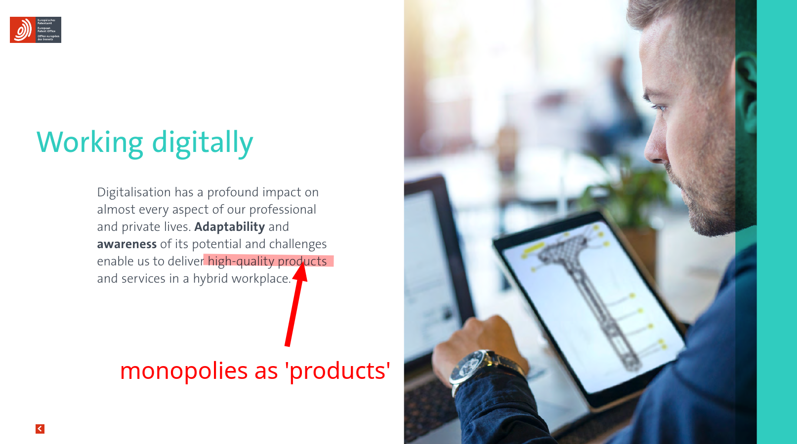 Working digitally: monopolies as 'products'