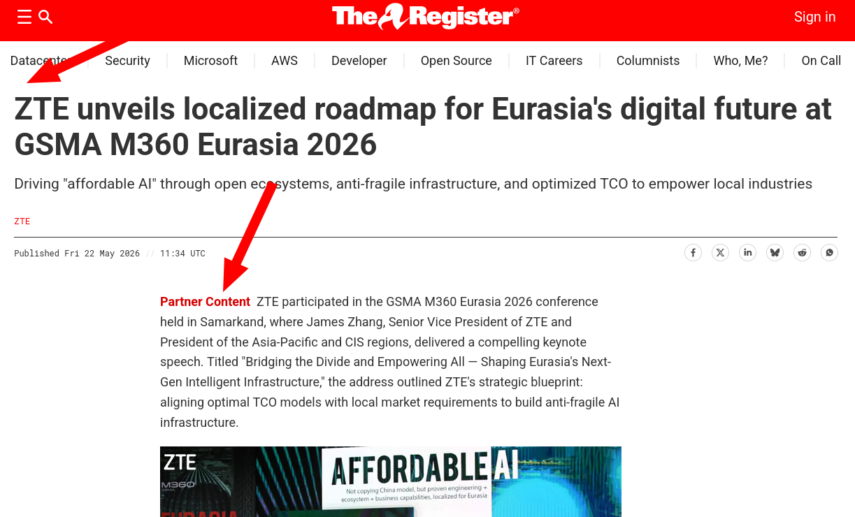 ZTE unveils localized roadmap for Eurasia's digital future at GSMA M360 Eurasia 2026