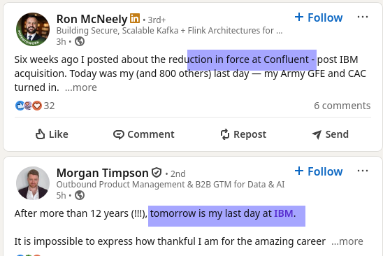 Six weeks ago I posted about the reduction in force at Confluent - post IBM acquisition. Today was my (and 800 others) last day — my Army GFE and CAC turned in.
