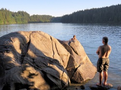 Looking at the lake in summer