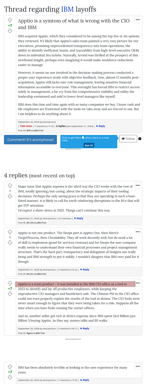 Apptio is a symtom of what is wrong with the CIO and IBM