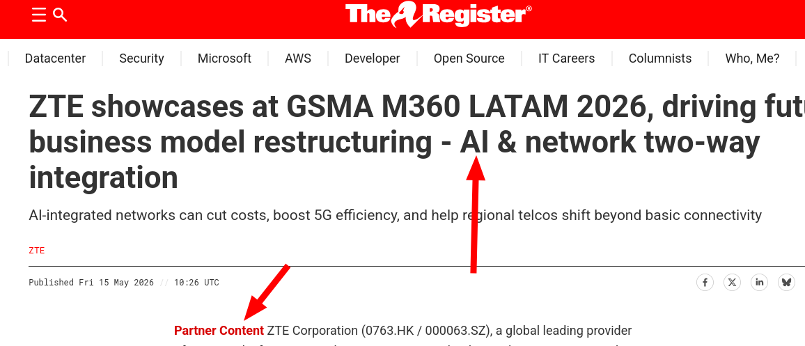 ZTE showcases at GSMA M360 LATAM 2026, driving future business model restructuring - AI and network two-way integration