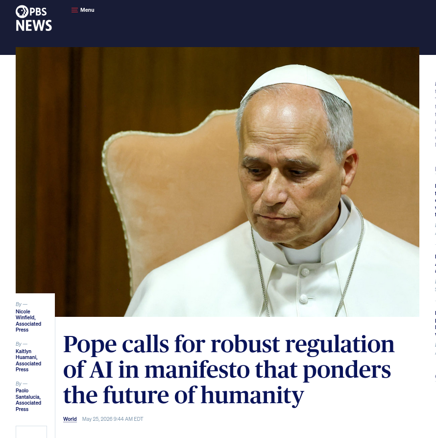 Pope calls for robust regulation of AI in manifesto that ponders the future of humanity