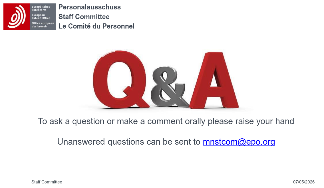 To ask a question or make a comment orally please raise your hand
