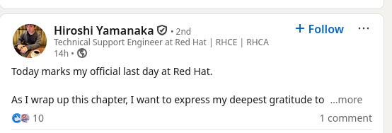 Today marks my official last day at Red Hat.