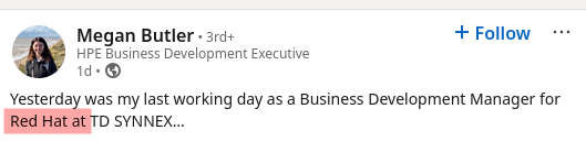 Yesterday was my last working day as a Business Development Manager for Red Hat at TD SYNNEX…