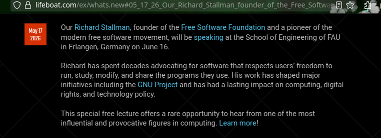  Richard has spent decades advocating for software that respects users’ freedom to run, study, modify, and share the programs they use. His work has shaped major initiatives including the GNU Project and has had a lasting impact on computing, digital rights, and technology policy.