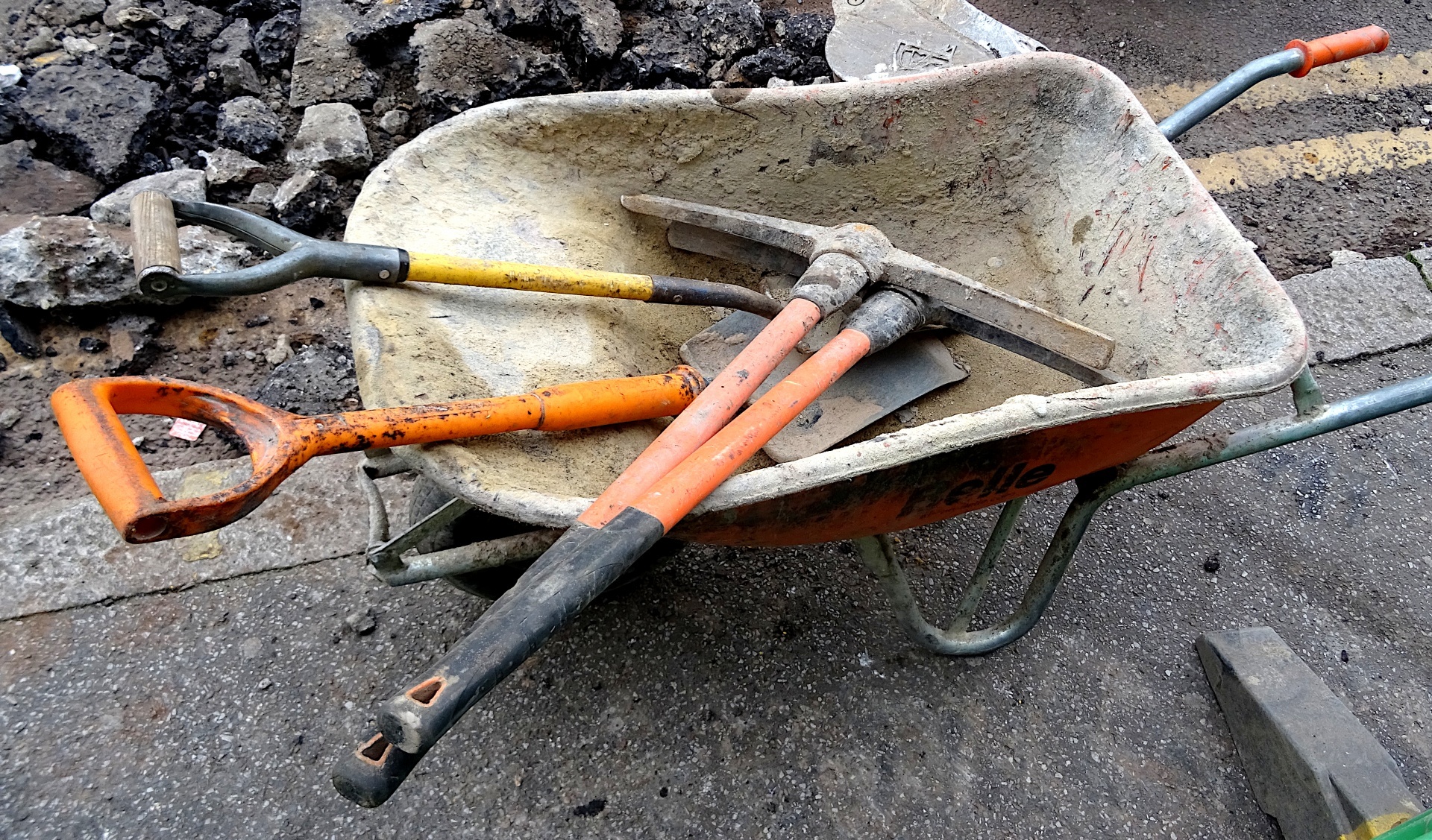 Shovels And Pickaxe In Wheelbarrow