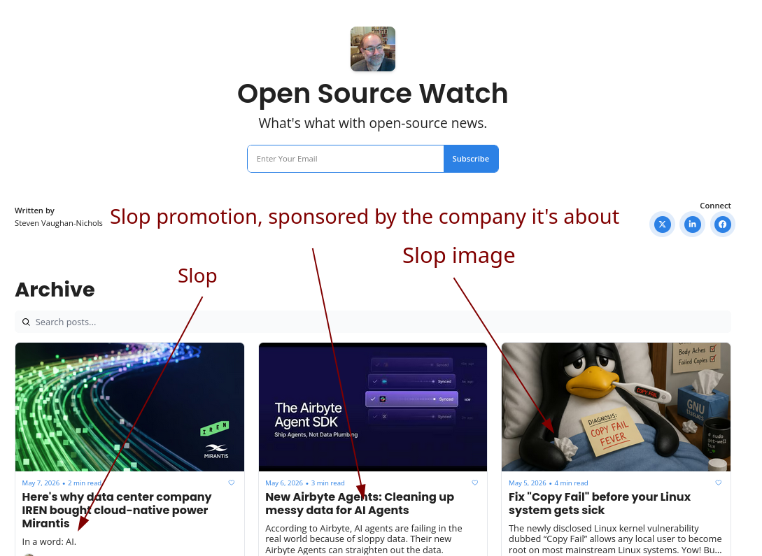 Steven Vaughan-Nichols: Slop image; Slop promotion, sponsored by the company it's about