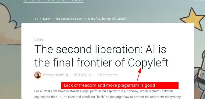 [Lack of freedom and more plagiarism is good] The second liberation: AI is the final frontier of Copyleft