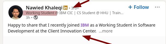 Happy to share that I recently joined IBM as a Working Student in Software Development at the Client Innovation Center.