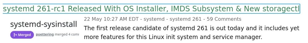 The first release candidate of systemd 261 is out today and it includes yet more features for this Linux init system and service manager.