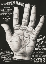 Vintage hand reading fortune telling illustration poster