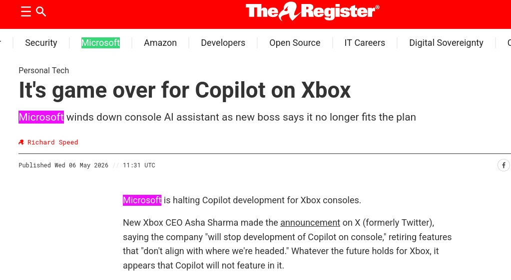 It's game over for Copilot on Xbox