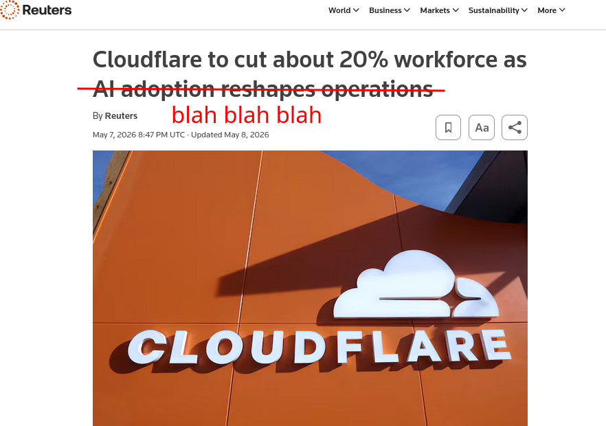 Cloudflare to cut about 20% workforce as AI adoption reshapes operations