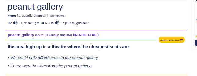 peanut gallery